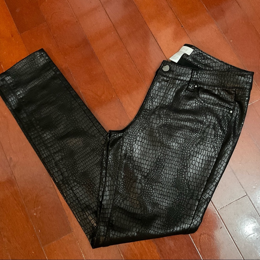 Cache SZ 4 Snakeskin Print Black Skinny Stretch Jeans
